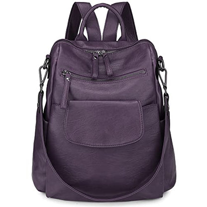 Uromee Backpack Purse for Women Vegan Leather Ladies Fashion Travel Shoulder Bag Convertible - color: 240 Purple