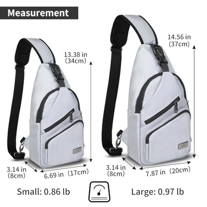 AMJ Crossbody Sling Bag Men Women, Casual Shoulder Backpack, Chest Daypack Satchel for Hiking Travel - color: White Gray, size: Small