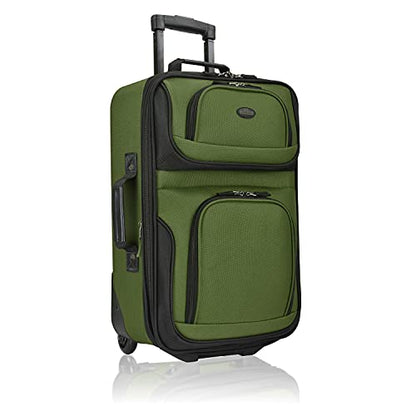 U.S. Traveler Rio Lightweight Softside Rolling Carry-on Suitcase, 2-Wheel Single, Green - color: Green, size: 21"