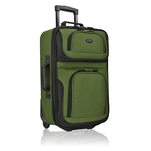 U.S. Traveler Rio Lightweight Softside Rolling Carry-on Suitcase, 2-Wheel Single, Green - color: Green, size: 21"