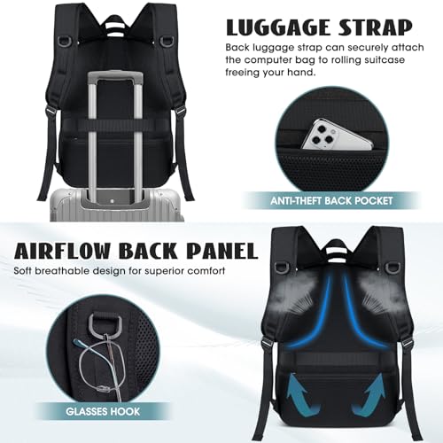 Travel Laptop Backpack, 17 Inch Extra Large Laptop Backpack with USB Charging Hole 45L Anti Theft Travel Backpack Water Resistant College Business Computer Bag Fit 17.3 Inch Laptop for Men Women Black - color: Black