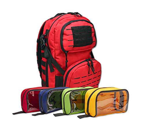 Lightning X Premium Tactical Medic Backpack w/Modular Pouches & Hydration Port (Red) - color: Red