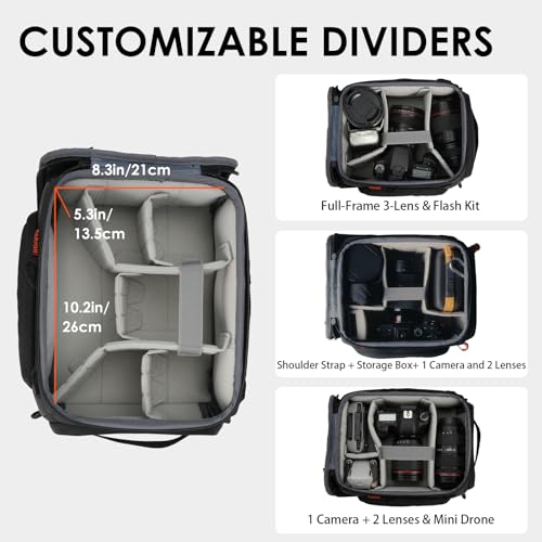 TARION Protective Camera Insert Bag - Quick Access DSLR Inner Case Organizer - Fits 1 Camera 5 Lenses - Full Opening Back Design Padded Insert ShellCore S - style: S (1 Camera 5 Lenses)