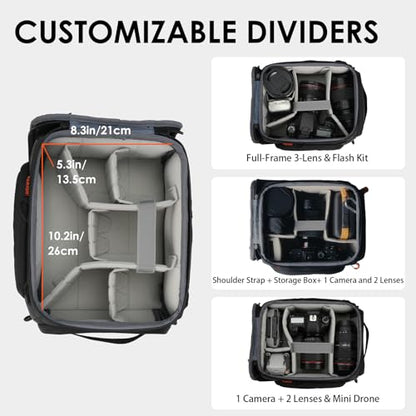 TARION Protective Camera Insert Bag - Quick Access DSLR Inner Case Organizer - Fits 1 Camera 5 Lenses - Full Opening Back Design Padded Insert ShellCore S - style: S (1 Camera 5 Lenses)