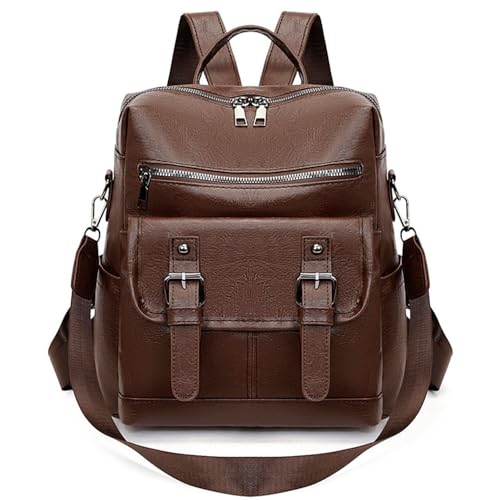 Fashion PU Leather Backpack Purse for Women Travel Backpack Bag with Tassel Ladies Shoulder Handbags Casual Daypack - color: Dark Brown