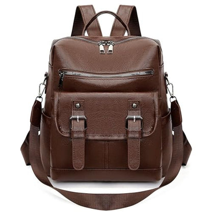 Fashion PU Leather Backpack Purse for Women Travel Backpack Bag with Tassel Ladies Shoulder Handbags Casual Daypack - color: Dark Brown