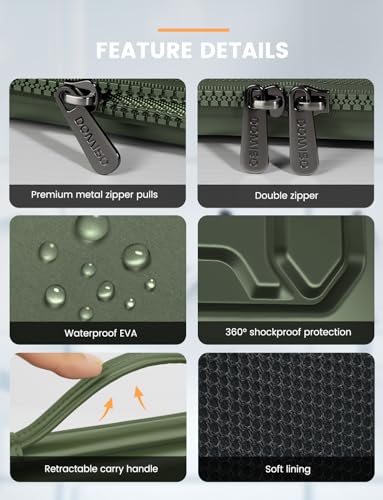 DOMISO 14 inch Laptop Sleeve with Handle Shockproof Computer Bag Waterproof EVA Protective Carrying Case for 14" ThinkPad E480/Yoga 920/13.5" Microsoft Surface Book/HP Pavilion 14 Stream 14, Green - color: Green, size: 14 inch