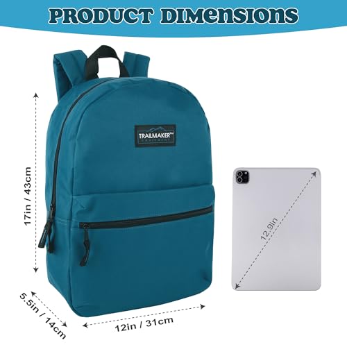 Trail maker Classic 17 inch Backpacks with Adjustable Padded Straps | School Backpacks for Girls, Boys (Blue) - color: Blue