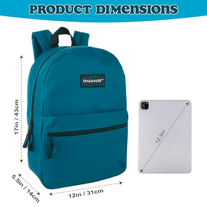 Trail maker Classic 17 inch Backpacks with Adjustable Padded Straps | School Backpacks for Girls, Boys (Blue) - color: Blue