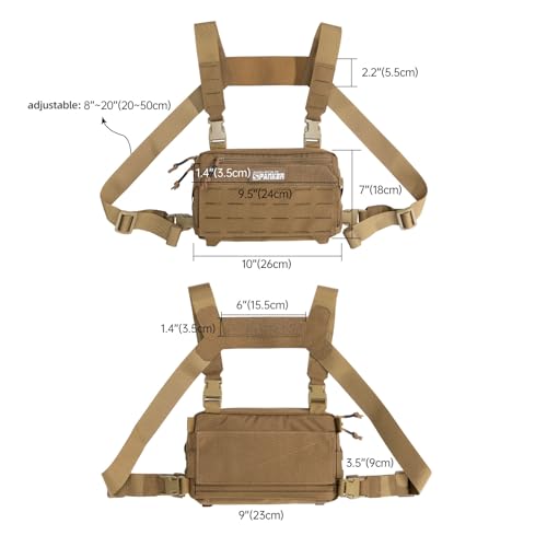 EXCELLENT ELITE SPANKER Tactical Chest Rig Pack EDC Chest Bag Molle Utility Chest Pouch for Outdoor Hunting Workouts Hiking - color: Coyote Brown