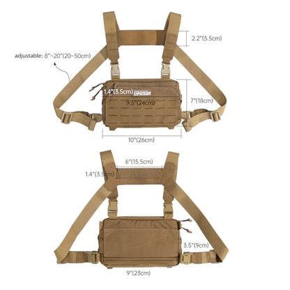 EXCELLENT ELITE SPANKER Tactical Chest Rig Pack EDC Chest Bag Molle Utility Chest Pouch for Outdoor Hunting Workouts Hiking - color: Coyote Brown