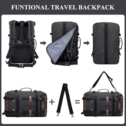 WITZMAN Travel Backpack for Men 40L Large Carry-on Airline Approved Convertible 3 in 1 laptop Bags Fit 16 inch(A8013 Black) - color: Black