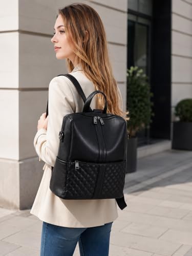 sqlp Fashion Backpack Purse for Women Faux Leather Ladies Handbags - color: Black, size: Medium