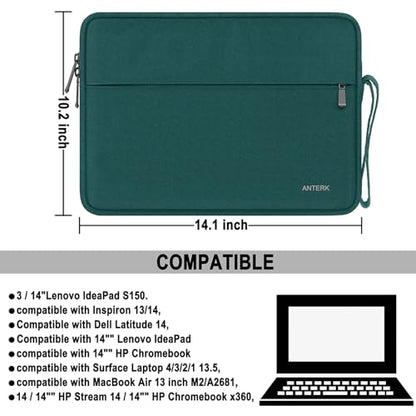Laptop Case 14 Inch, Water Resistant Traveling Computer Cover with Handle, Shockproof Protective Carrying Laptop Sleeve Compatible for 14 Inch MacBook Air/Pro, HP, Dell, Lenovo, Cyan - color: Cyan, size: 14 Inch
