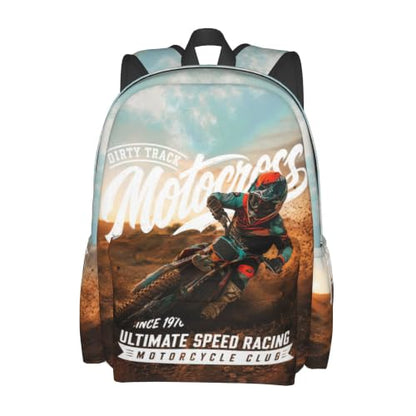 Dirt-Bike Backpack Motocross Motorcycle Vehicle School Bag Lightweight Bookbag Casual Daypack for Girls Boys Kids Women Men Travel Laptop 16 Inch - color: Motocross