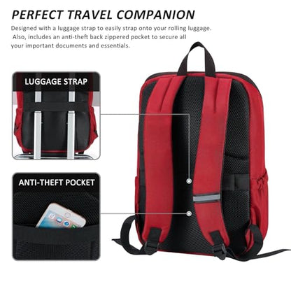 MAXTOP Deep Storage Laptop Backpack Business Anti-theft Backpacks[Water Resistant] College School Computer Bookbag Fits 17 Inch Laptop - color: Ruby Red, size: 17 inch, style: Daypack Backpacks