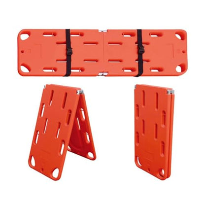 Emergency Spine Board Stretcher with Head Immobilizer and Neck Guard, Foldable Backboard, Water Floating Rescue Stretcher, Lightweight PE Board for First Responders and Use,Two Fold (T