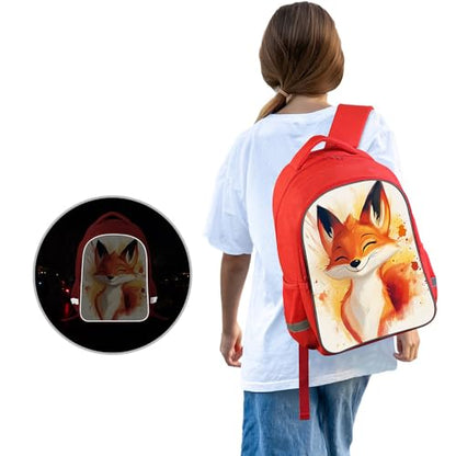 ZRENTAO Kids Backpack, 3D Reflective Cartoon, 600D Polyester & Dual Zippers, 17" Bookbag with Ergonomic Design for boys & girls age 6-18, Fox Space Style for school Children Kids - color: 22#redfox