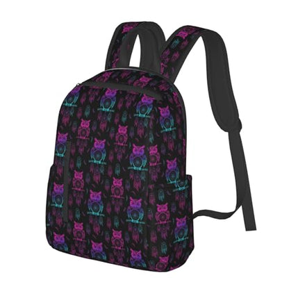 Stylish Daily Shoulder Backpack Owl Rainbow Dream Catcher, Practical Multi-scene Daypack for Road Trip Picnic Walking Men Women - color: Picture (1421)