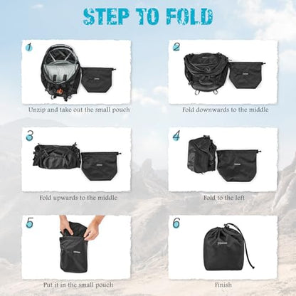G4Free Hiking Backpack with Thickened Back Panel Packable 25L Lightweight Foldable Travel Daypack for Men Women(Black) - color: Black