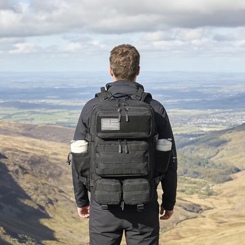 55L Tactical Backpack Heavy Duty Military Rucksack Molle Backpack 3 Day Assault Pack for Work Outdoors - color: Black