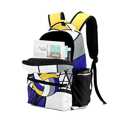Custom Volleyball Blue Yellow White Personalized Causual Shoulder Bag Sports Leisure Camping Backpack for Women Men - color: Design 3