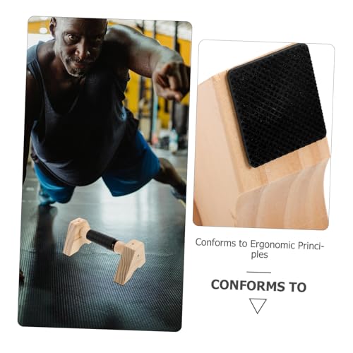 POPETPOP 2pcs Wooden Push- Non- Base Parallettes Bars for Floor Exercise for Handstand Training and Calisthenics Suitable for Men and Women
