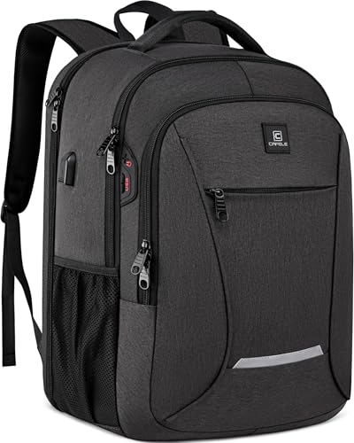 CAFELE Laptop Backpack, 17.3 Inch, Water-Repellent, USB Charging Port, for Business Travel School (Gray, 17.3 inches) - color: Gray