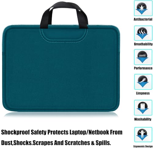 Laptop Sleeve Bag 15.6 Inch, Traveling Briefcase Handle Bag & with Extra Pockets, Computer Protective Case Compatible for 15 15.6 inch HP, Dell, Acer, Asus, Cyan - color: Cyan, size: 15.6 inch