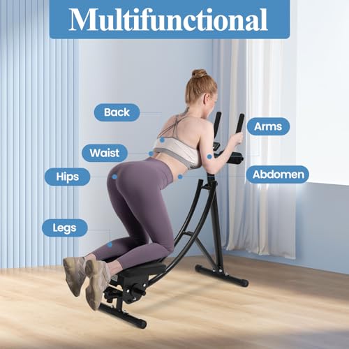 Ab Machine Abdominal Workout Machine Home Gym Exercise Machine with LCD Display, Slope Adjustment Fitness Equipment Silent Roller Core Strength Trainers for Abdomen Arms Back Legs Exercise