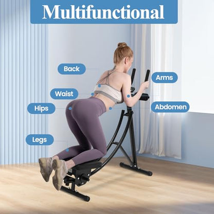 Ab Machine Abdominal Workout Machine Home Gym Exercise Machine with LCD Display, Slope Adjustment Fitness Equipment Silent Roller Core Strength Trainers for Abdomen Arms Back Legs Exercise