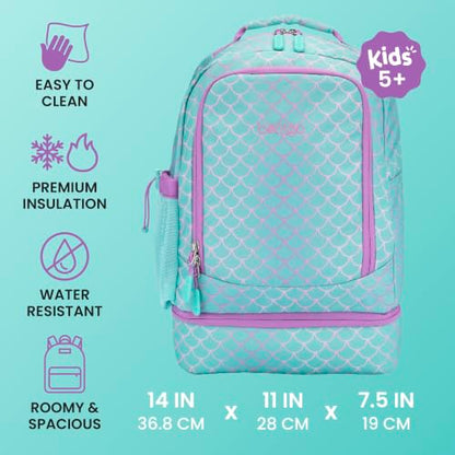Bentgo Kids 2-in-1 Backpack & Insulated Lunch Bag - Durable 16” Backpack & Lunch Container in Unique Prints for School & Travel - Water Resistant, Padded & Large Compartments (Mermaid Scales) - color: Mermaid Scales
