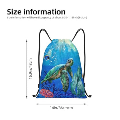 Gianlaima Ocean Turtle Fish On Sea World Drawstring Bags Backpack Sport Gym Sack For Men Women - color: Black15