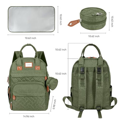 LANDICI Diaper Bag Backpack, Multifunction Baby Diaper Bags with Changing Pad, Stroller Straps & Pacifier Case, Travel Essentials Back Pack for Mom Dad Boy Girl, Large Capacity, Waterproof, Army Green - color: Army Green