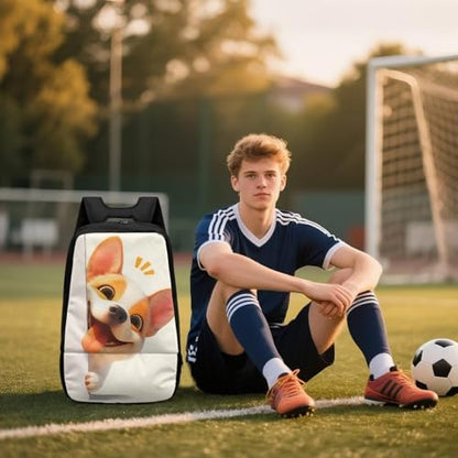 18.5in Basketball Backpack Basketball Bag with Shoe Compartment & Ball Holder, Waterproof Bag for Soccer Volleyball - color: Cute Cartoon Puppy Print