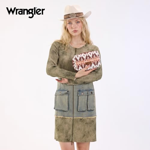 Montana West X Wrangler Travel Makeup Bag Waterproof Cosmetic Bag Portable Makeup Pouch for Women Large Toiletry Bag - color: Coffee
