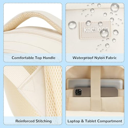 kadilong Student Laptop Backpack for College Teen Girls,Middle High School Back Pack Women Bookbag Knapsack Mochila Escolar para Niñas - color: Beige, size: 15,6 inch