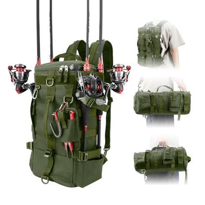 KOMCLUB Fishing Bag Sling Tackle Storage Backpack Dark Green Fishing Gear Bag Outdoor Lightweight Water-Resistant Store Gear and Equipment - color: Green