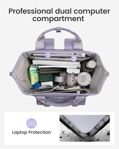 LOVEVOOK Laptop Backpack for Women with Giant Tumbler Holder Pocket,17.3 inch Waterproof Travel Backpack Purse Computer Laptop Bag - color: Purple-purple, size: 17.3 Inch Cup