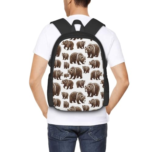 Sturdy Polyester Shoulder Pack Cute Bears, Anti Theft Spacious Camping Rucksack Casual Daily Bag for Men Women Fitness Outdoor Activity - color: Design (1329)