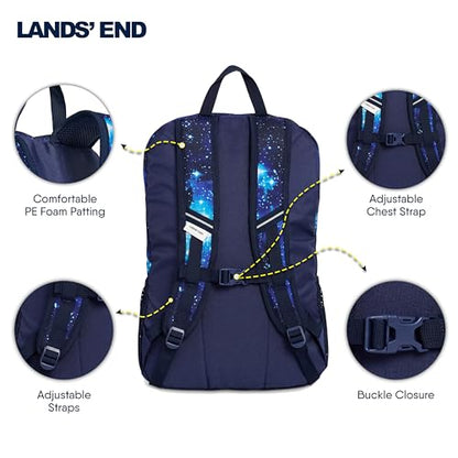 Lands' End Unisex Kids Large ClassMate Lightweight Durable Elementary School Backpack, Pro Star Navy - color: Pro Star Navy