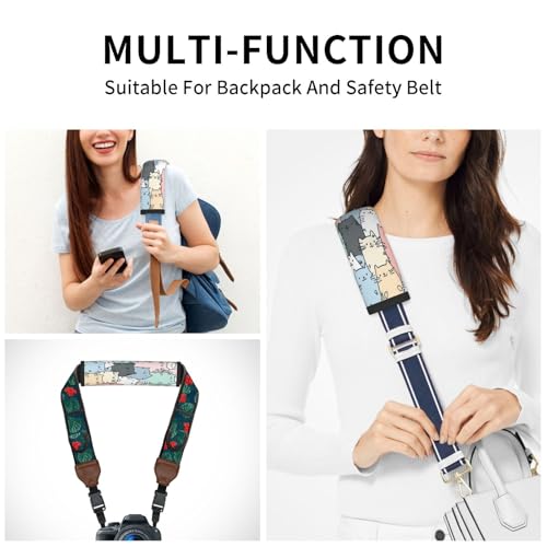 Seat Belt Cover Pad Cute Cartoon Cats Pattern Soft Safety Car Automotive Seat Belt Pads Cushion Shoulder Strap Covers for Cars or Bags, 2 Pcs - color: Cute Cartoon Cats Pattern