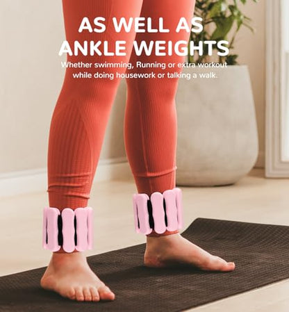 Ankle and Wrist Weights for Women & Men, Adjustable Arm & Leg Weights Set of 2 (1 lb/2 lb Each) Soft Silicone Weighted Bands Weighted Bracelet for Pilates Yoga Dance Walking Running Swimming Water Pool Home Gym Fitness Workout Jogging Gymnastics Aerobics