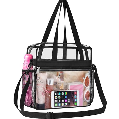 Oraben Clear Tote Bag Clear Bag Stadium Approved 12x6x12 Stadium Bag for Work, Sports Games,Gym - color: Black, style: One Pocket