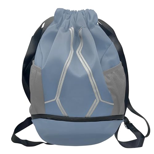 Nupouch Drawstring Backpack: Lightweight, Water-Resistant, Reflective Gym Bag w/Shoe Compartment for Travel, Hiking, Sports - color: Light Blue