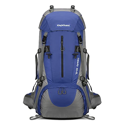 70L Camping Hiking Backpack with Rain Cover Waterproof Backpacking Backpack for Hiking Treeking Climbing Outdoor - color: Deepblue