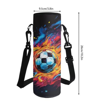 Soccer Flame Splash Backpack Set School Bag Set with Lunch Bag Pen Case Water Bottle Sleeve Zippered Portable Bookbag for Kindergarten Child, 4 Pieces - color: Soccer Flame Splash