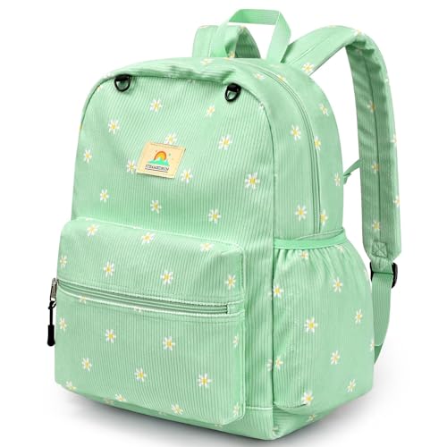 STEAMEDBUN Corduroy Kids Backpack for Girls and Boys 5-8: Girls Backpack for Elementary Kindergarten - 15 inch Cute Backpacks for Kids - Daisy - color: Daisy Corduroy, size: SMALL-15"H(fit folder)
