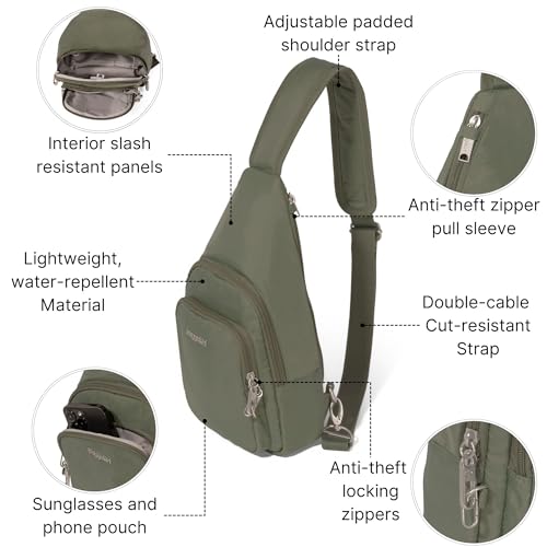 Baggallini Securtex Anti-Theft Daytripper Sling - color: Thyme