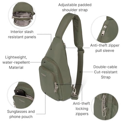 Baggallini Securtex Anti-Theft Daytripper Sling - color: Thyme